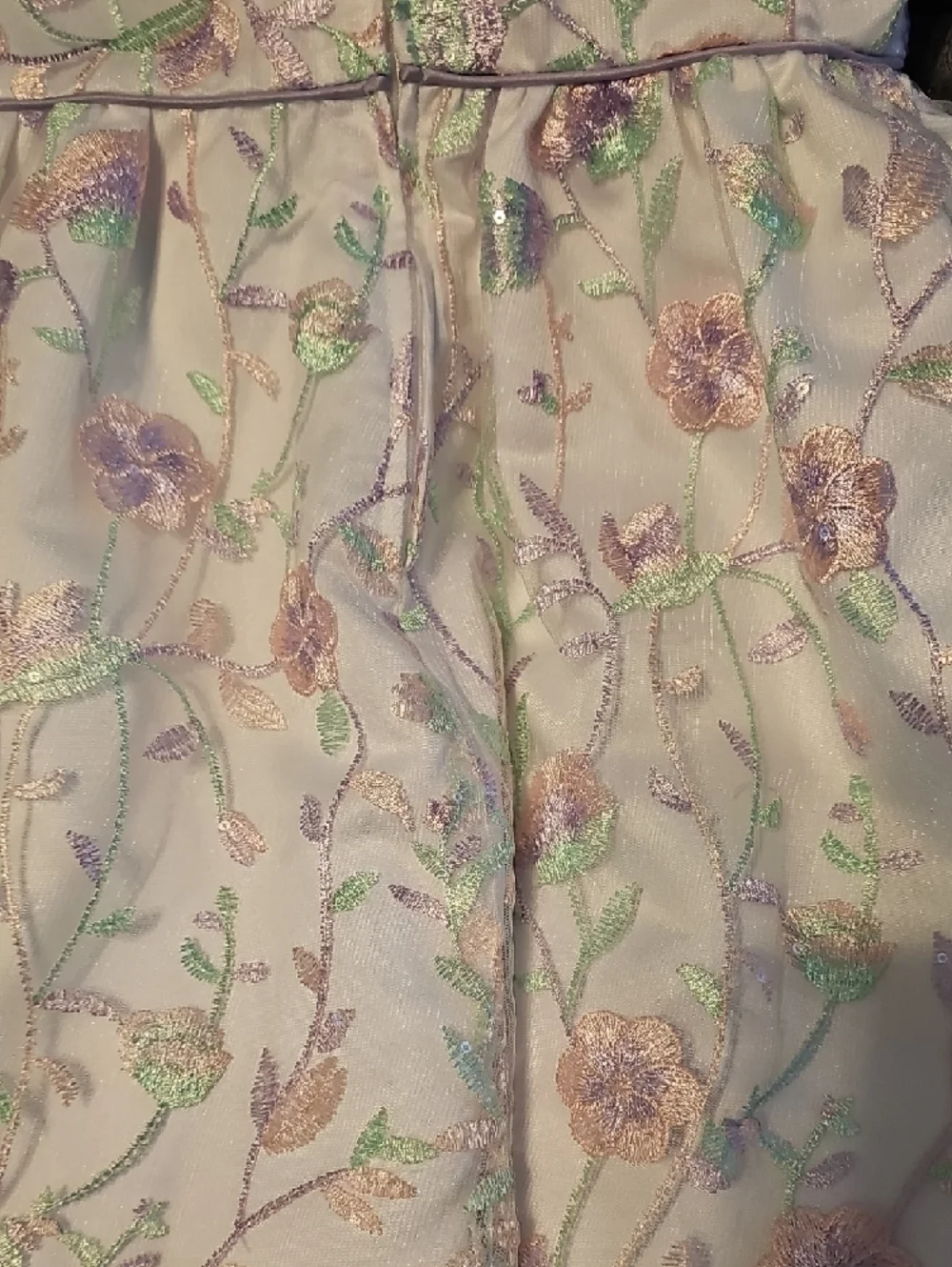 Rare Editions Lavender Floral Embroidered Party Dress